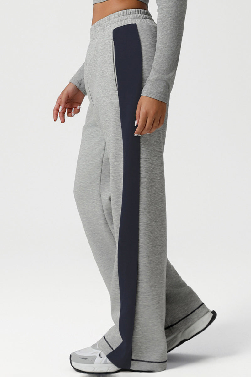 Women High-Waist Color-Block Wide-Leg Yoga Lounge Pants