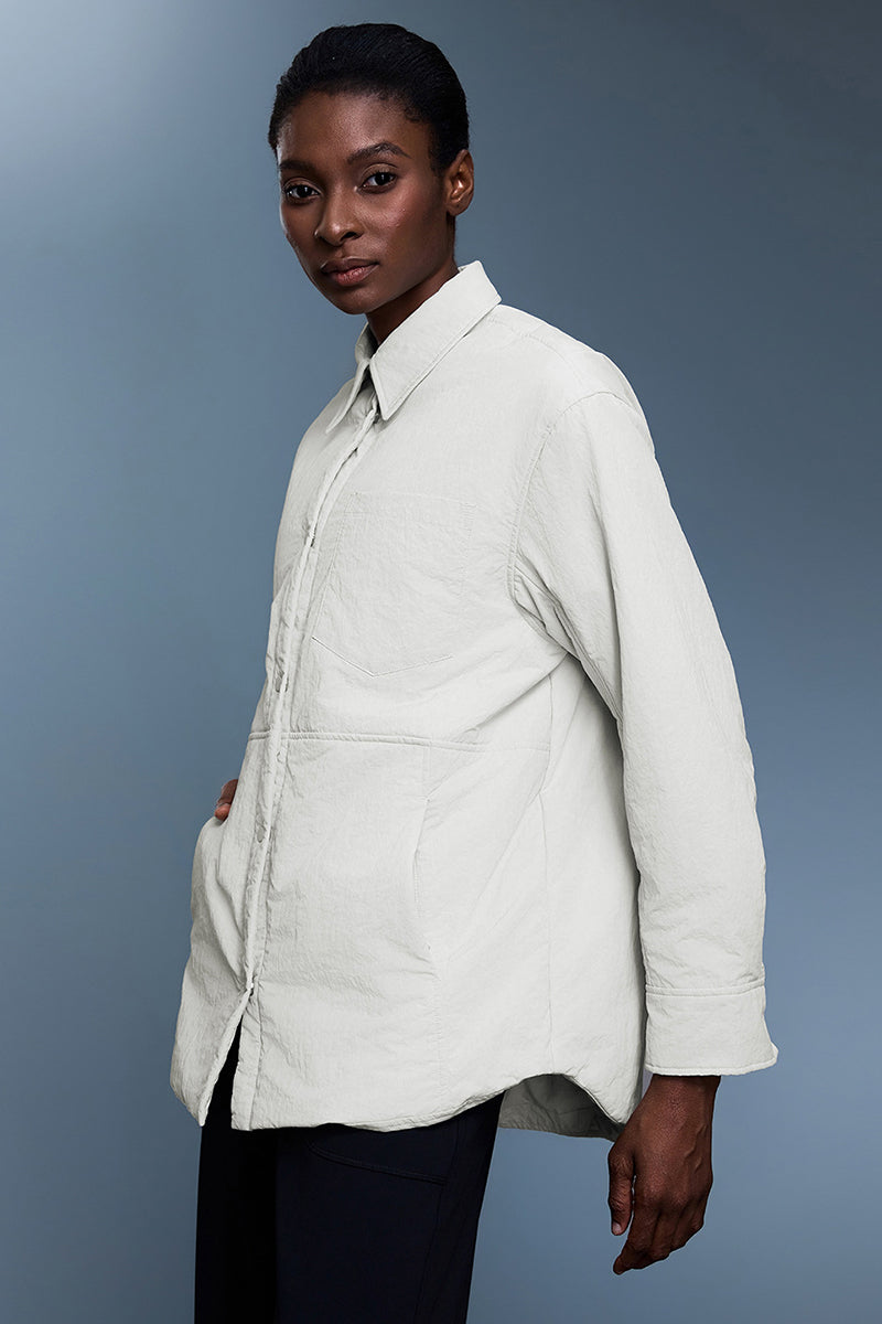 Women Cotton Feel Lapel Shirt Style Thermal Lined Casual Jacket