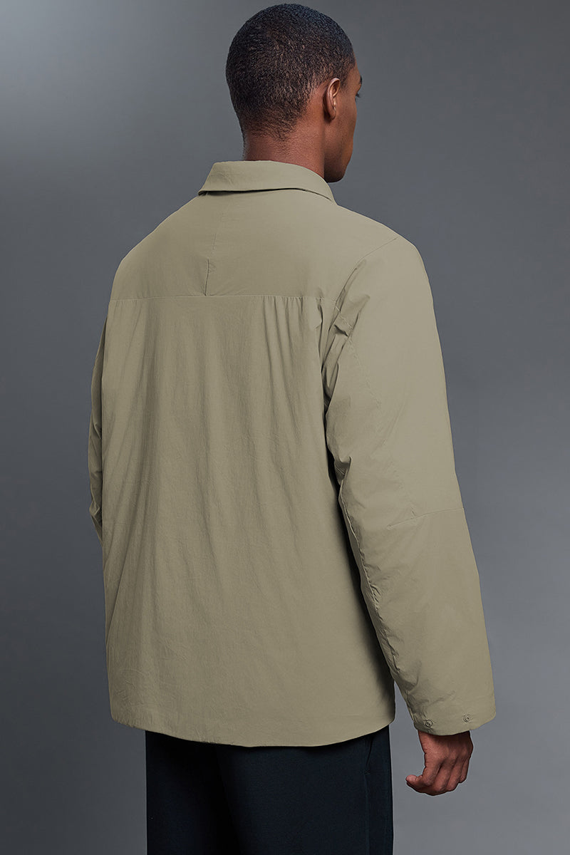 Men Quilted Notch Collar Windproof Loose Casual Jacket