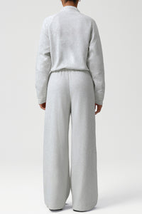 Women Casual Sporty Set: Half Zip Pullover + Wide Leg Pants