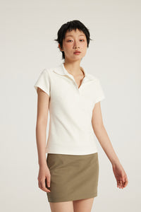 Women Slim Fit Polo Shirt - American Style Waist-Cinching Sport Top