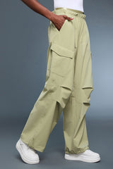 Women Double-Waist Paratrooper Cargo Straight-Leg Quick-Dry Sport Pants