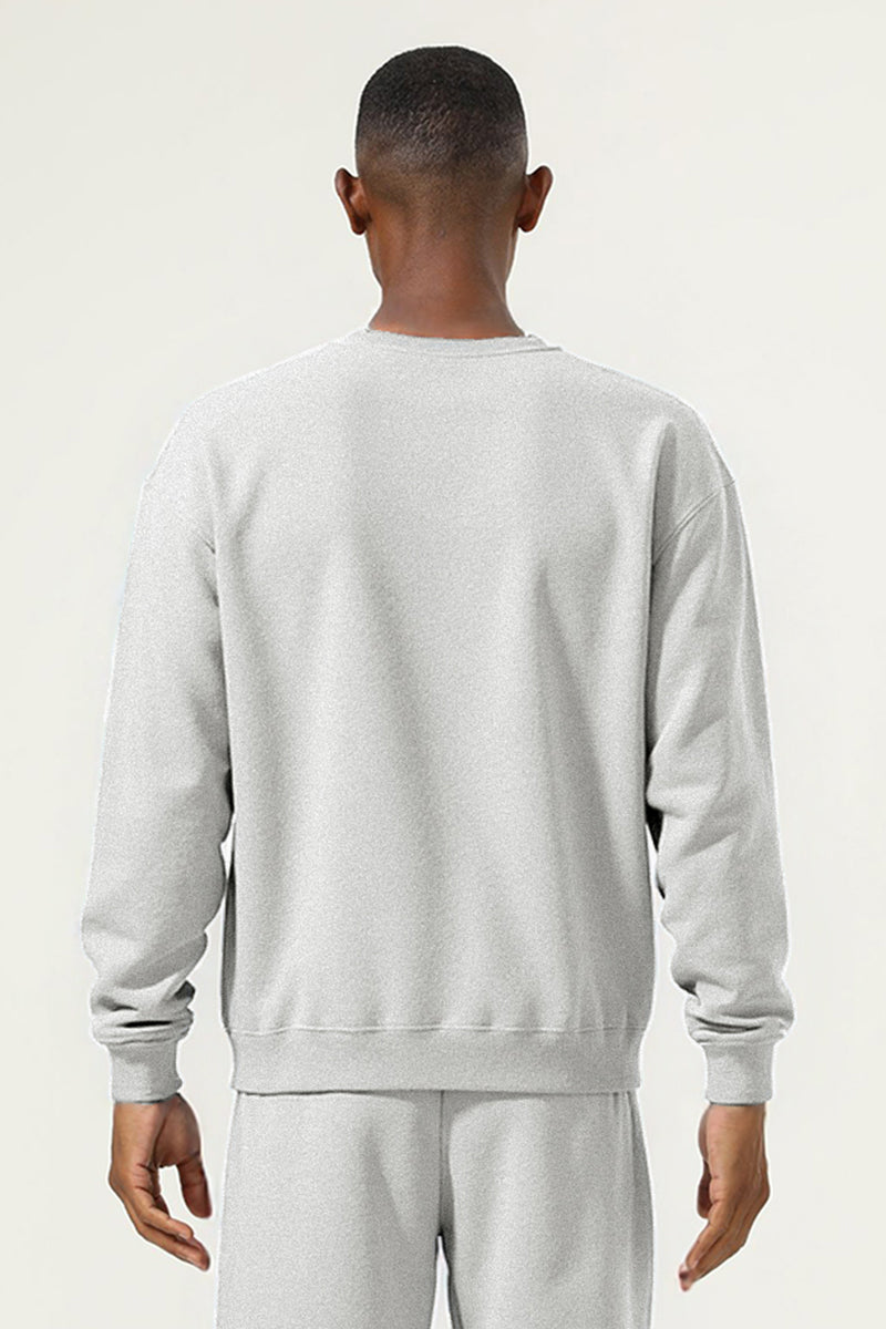 Men's Athletic Pure Color Round neck  Fleece Pullover