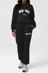 Women Letter Print Sweatshirt & Pants Set