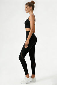 Women's Yoga Sets:Twist-Back Bra And Mesh Panel Leggings
