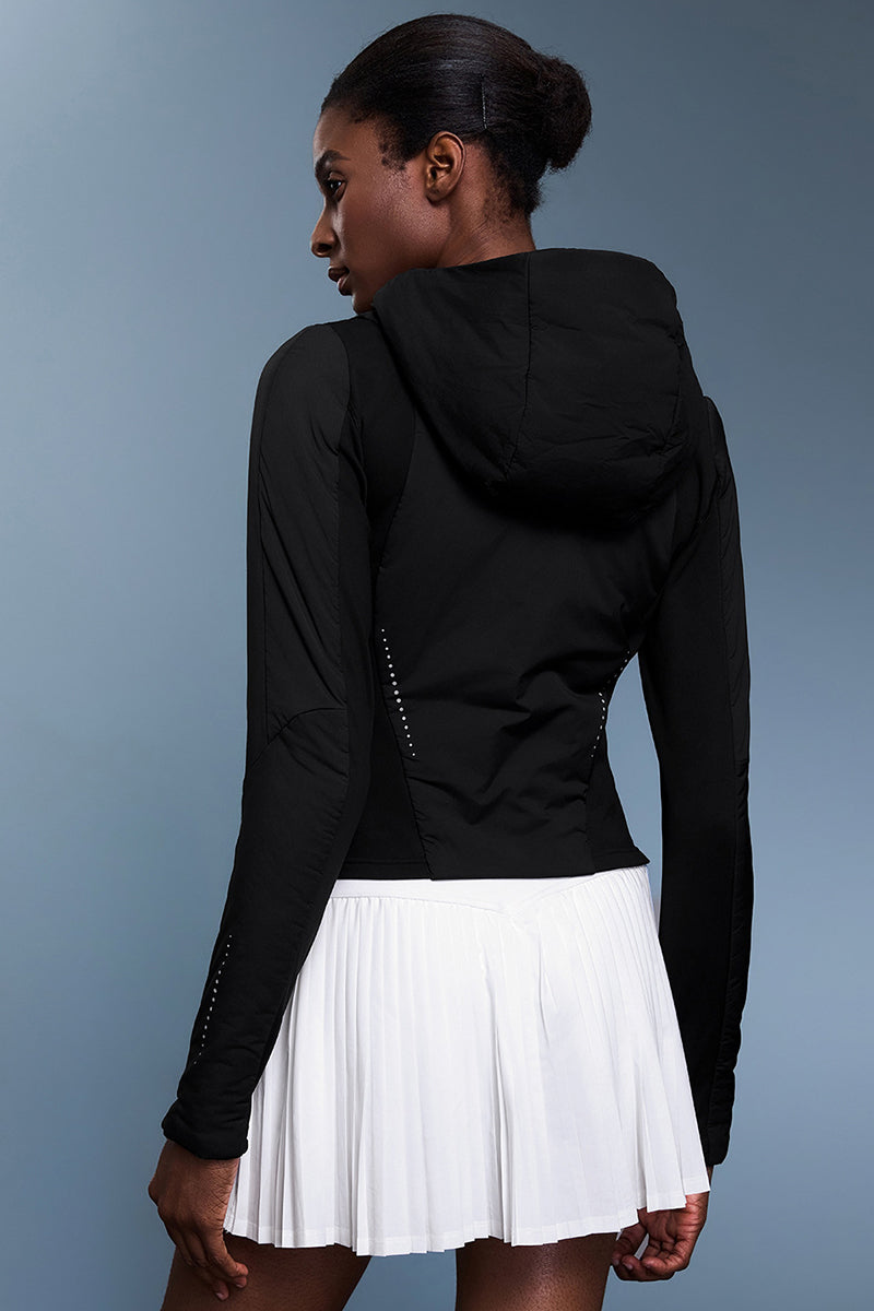 Women Slim-Fit Fleece-Lined Lightweight Hooded Jacket