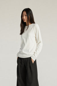 Women Tencel? Wool Relaxed Fit Long Sleeve Basic T-Shirt