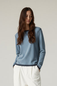 Women Contrast-Trim Quick-Dry Slim-Fit Long-Sleeve Active T-Shirt