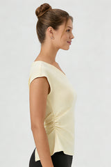 Women's Summer V-neck Pleated Sleeveless Cut Out Tank Top
