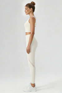 Women's Yoga Sets:Butterfly Back Bra And Mesh Panel Leggings