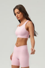 Women's Athletic Set:Cross Back Bra And Cross Waist Shorts