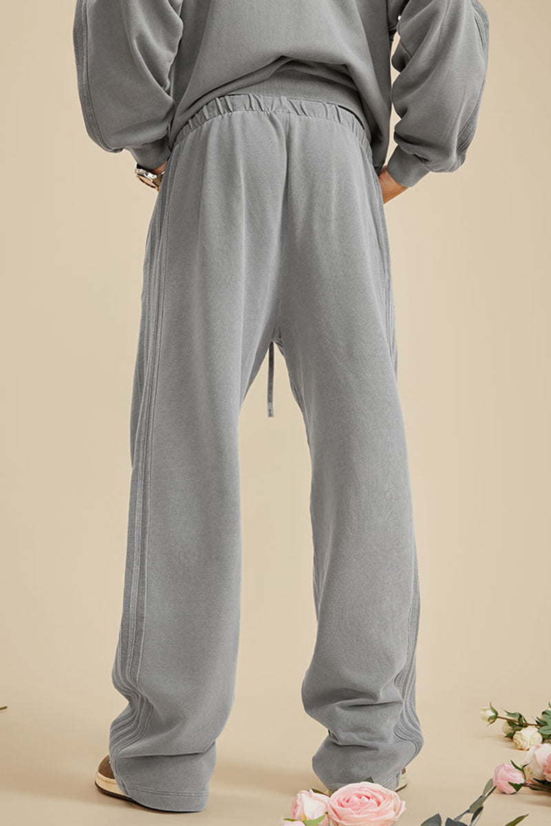 Washed Straight Leg Sweatpants - 450GSM Heavyweight Casual Pants