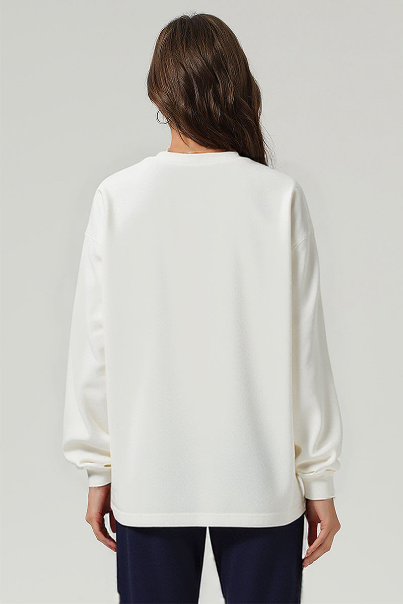 Unisex Heavyweight Oversize Long Sleeve Tee: Retro Textured Fabric Round Neck Design
