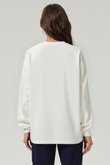 Unisex Heavyweight Oversize Long Sleeve Tee: Retro Textured Fabric Round Neck Design