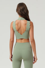 Women's Athletic Petal Mock-Neck Backless Tank Top