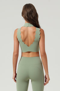 Women's Athletic Petal Mock-Neck Backless Tank Top