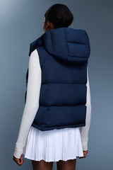 Women Short Down Vest Hooded Windproof Winter Outerwear