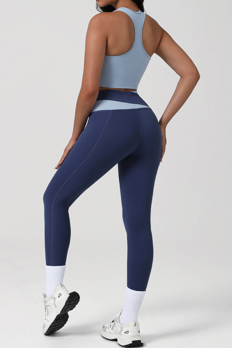 Women Color Block Yoga Bra & Leggings Set