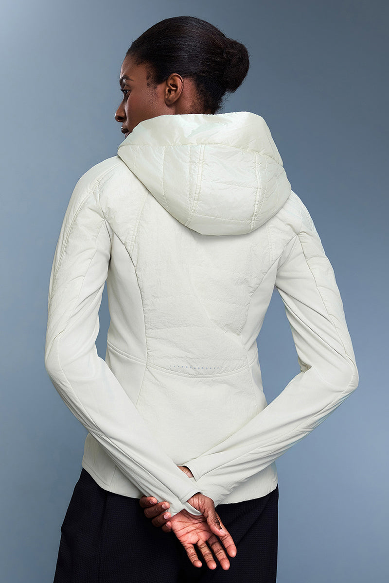 Women Detachable Hood Two-Piece Water Repellent Slim Fit Cotton Padded Jacket