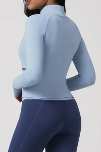 Women Color Block Stand Collar Workout Jacket