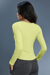 Women V-Neck Stretchy Slim-Fit Yoga Long Sleeve Top