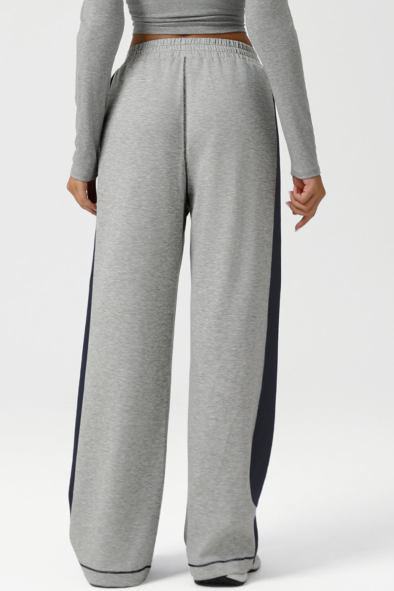 Women High-Waist Color-Block Wide-Leg Yoga Lounge Pants