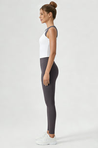 Women's Sports Sets:Half-Zip Color Block Bra And Leggings