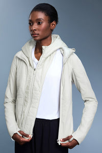 Women Detachable Hood Two-Piece Water Repellent Slim Fit Cotton Padded Jacket