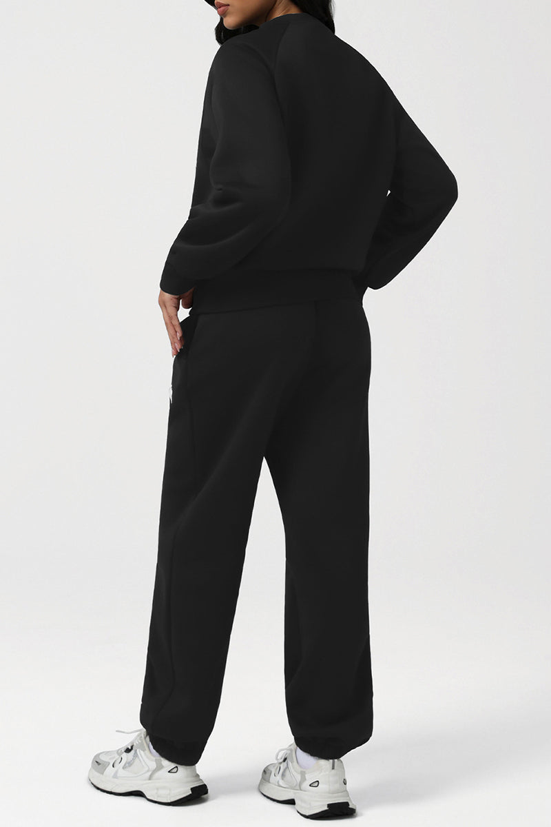 Women Letter Print Sweatshirt & Pants Set
