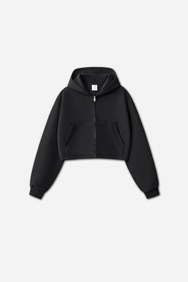 Women Clean Fit Cropped Zip-Up Hoodie