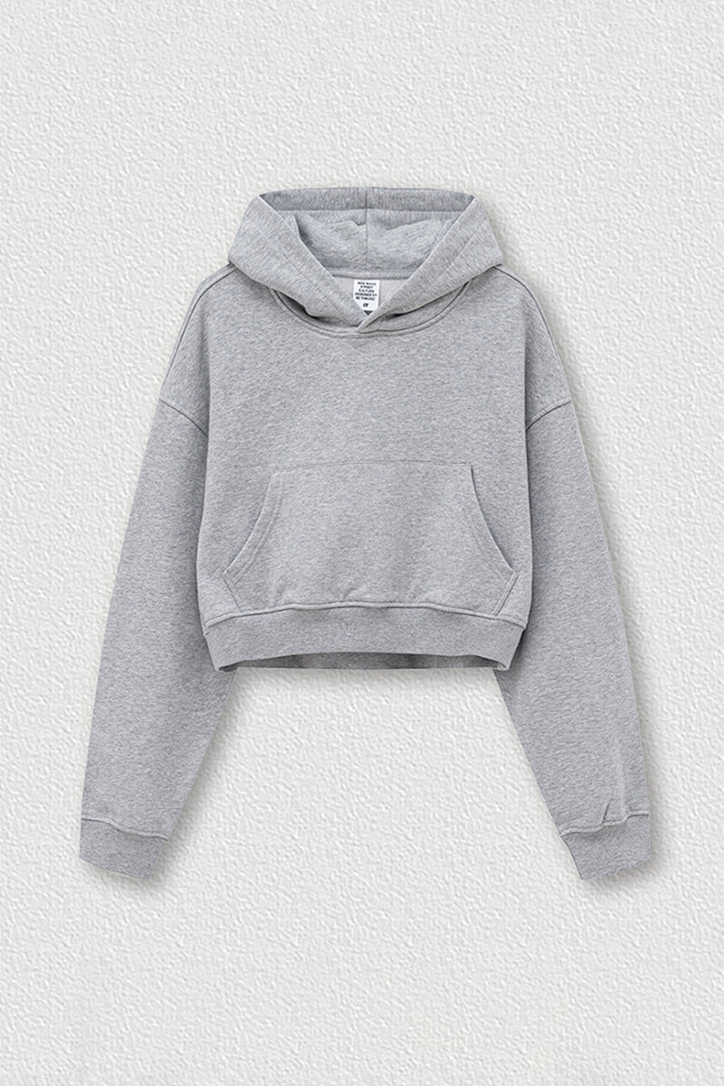 Women's Big Pocket Hooded Sweatshirt Cropped Top