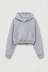 Women's Big Pocket Hooded Sweatshirt Cropped Top