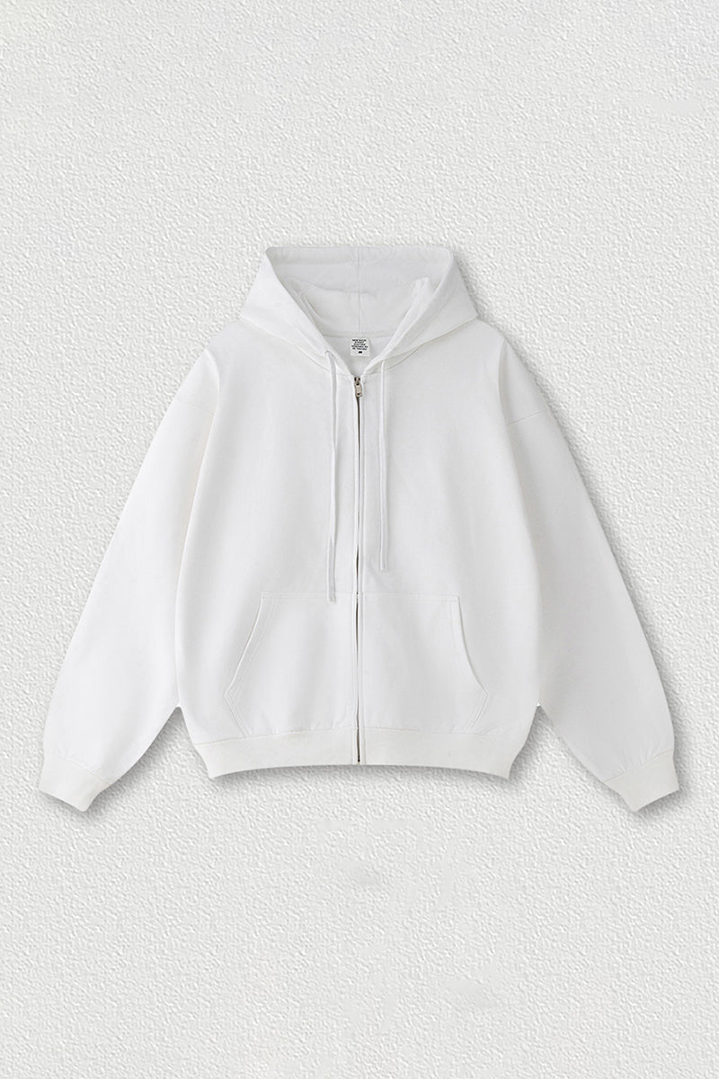 Oversized Terry Fleece Zip Hoodie | Cozy Unisex Lounge Jacket