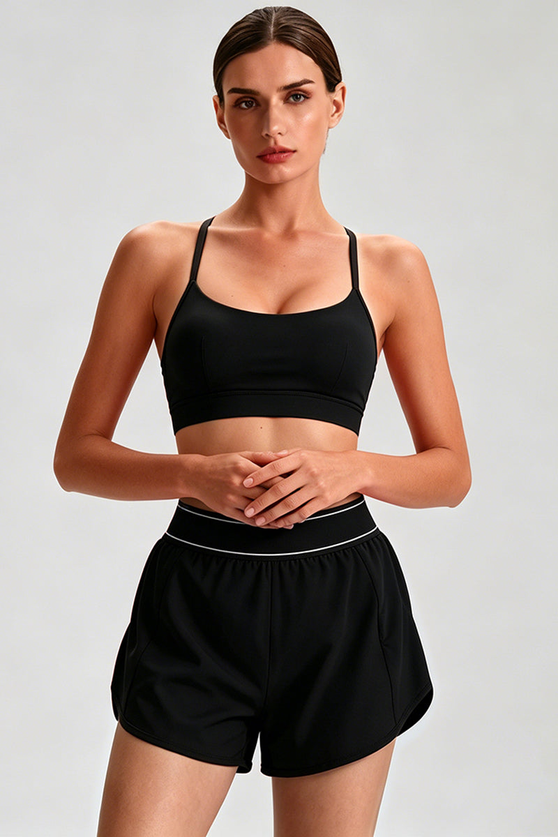 Women's Crisscross Back Bra and High-Waisted Shorts Sets
