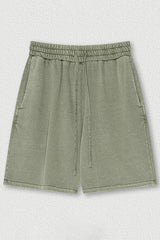 Indigo Washed Cotton Casual Shorts - Men's Loose Fit 5-Inch Sweatpants
