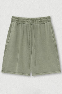 Indigo Washed Cotton Casual Shorts - Men's Loose Fit 5-Inch Sweatpants