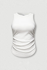 Streetwear Washed Crop Top - Pleated Slim-Fit Bustier Tank