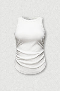 Streetwear Washed Crop Top - Pleated Slim-Fit Bustier Tank