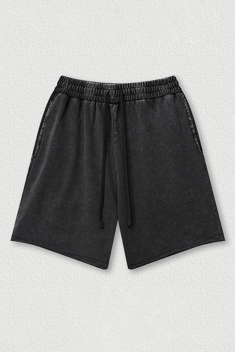 Distressed Washed Casual Shorts - Loose Rolled Hem Cargo Shorts