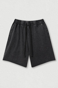 Distressed Washed Casual Shorts - Loose Rolled Hem Cargo Shorts