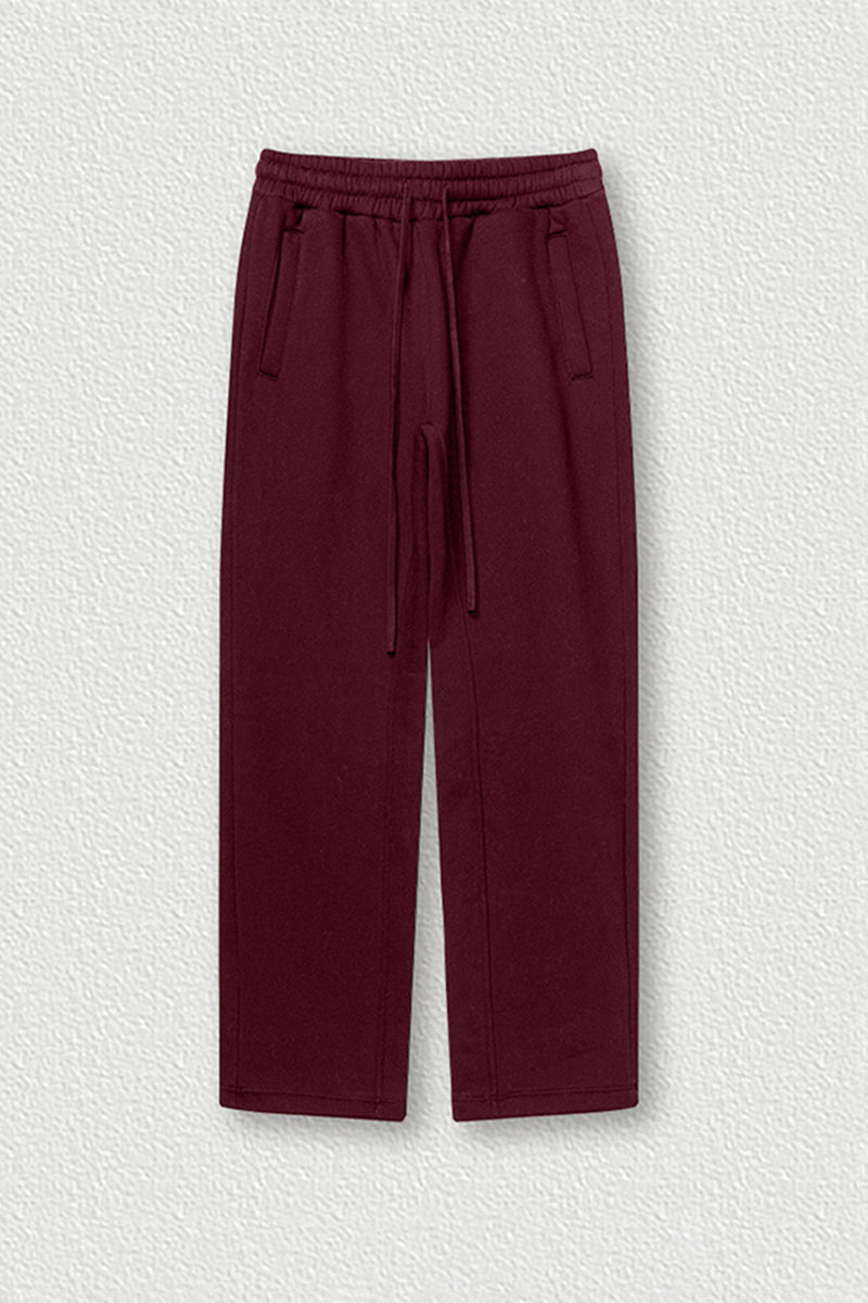 Solid Color Fleece-Lined Sweatpants - Winter Thermal Straight Leg Pants