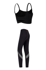 Women's Yoga Sets:Twist-Back Bra And Mesh Panel Leggings