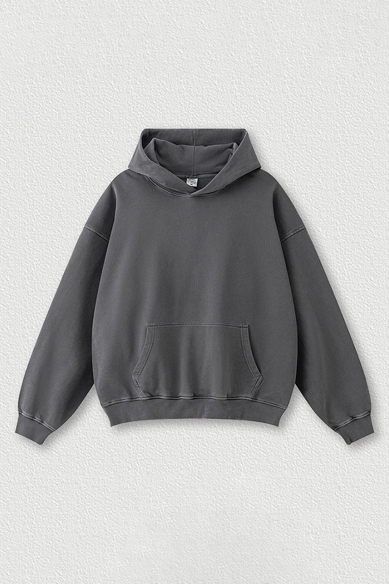 Washed loose hooded knitted plus-size sweatshirt