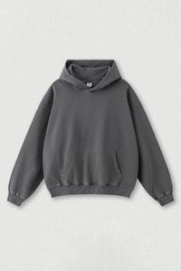 Washed loose hooded knitted plus-size sweatshirt