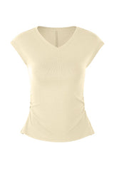 Women's Summer V-neck Pleated Sleeveless Cut Out Tank Top