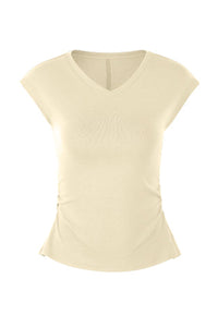 Women's Summer V-neck Pleated Sleeveless Cut Out Tank Top