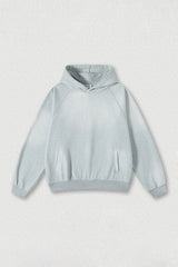 Washed raglan sleeve hooded sweatshirt