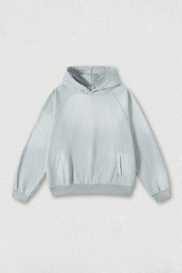 Washed raglan sleeve hooded sweatshirt