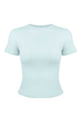 Women's Summer Slim Fit Crew Neck Solid Sports T-Shirt