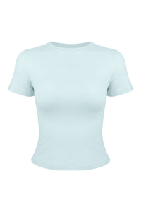 Women's Summer Slim Fit Crew Neck Solid Sports T-Shirt